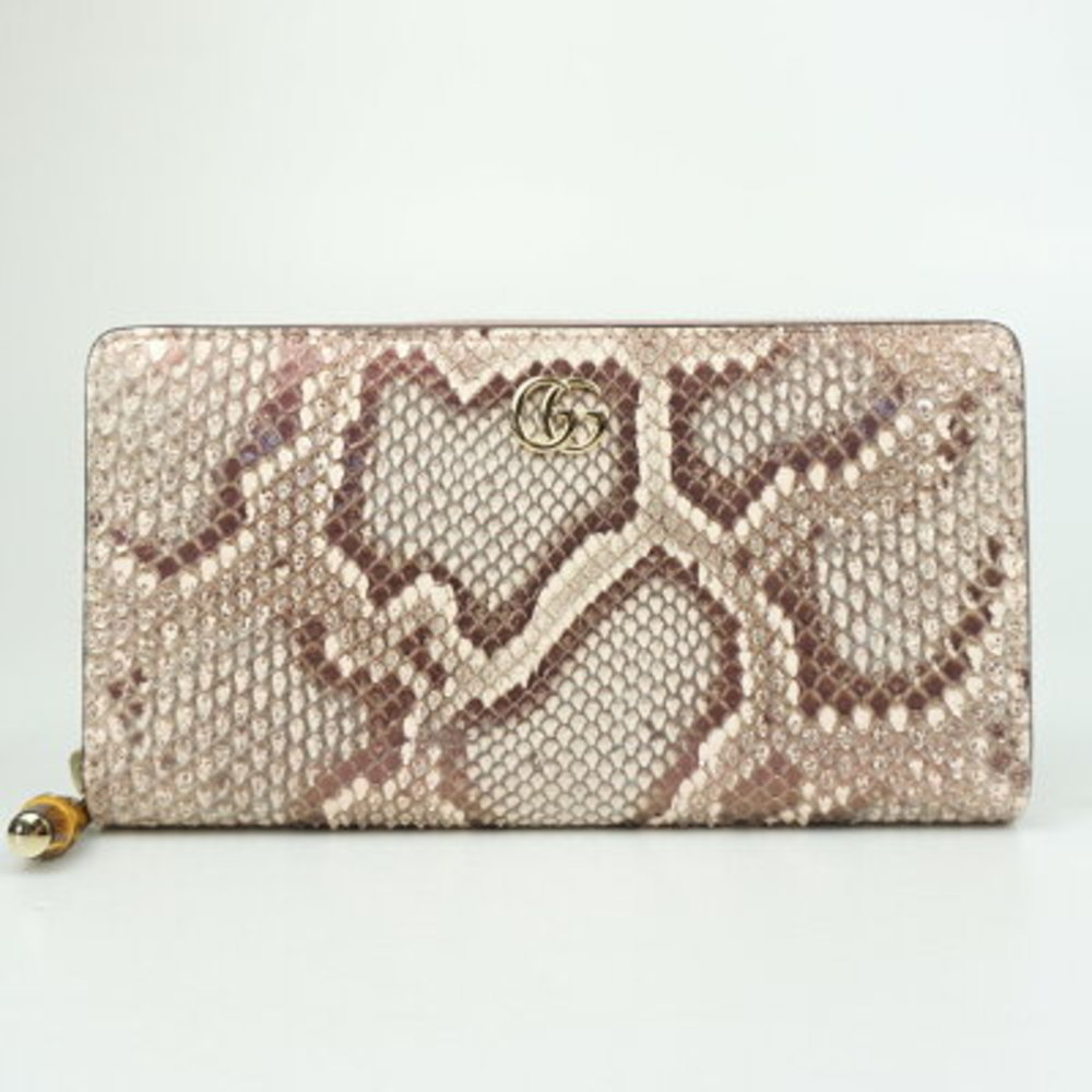 Gucci Bamboo Zip Wallet Pink Python Leather Gg - image 1